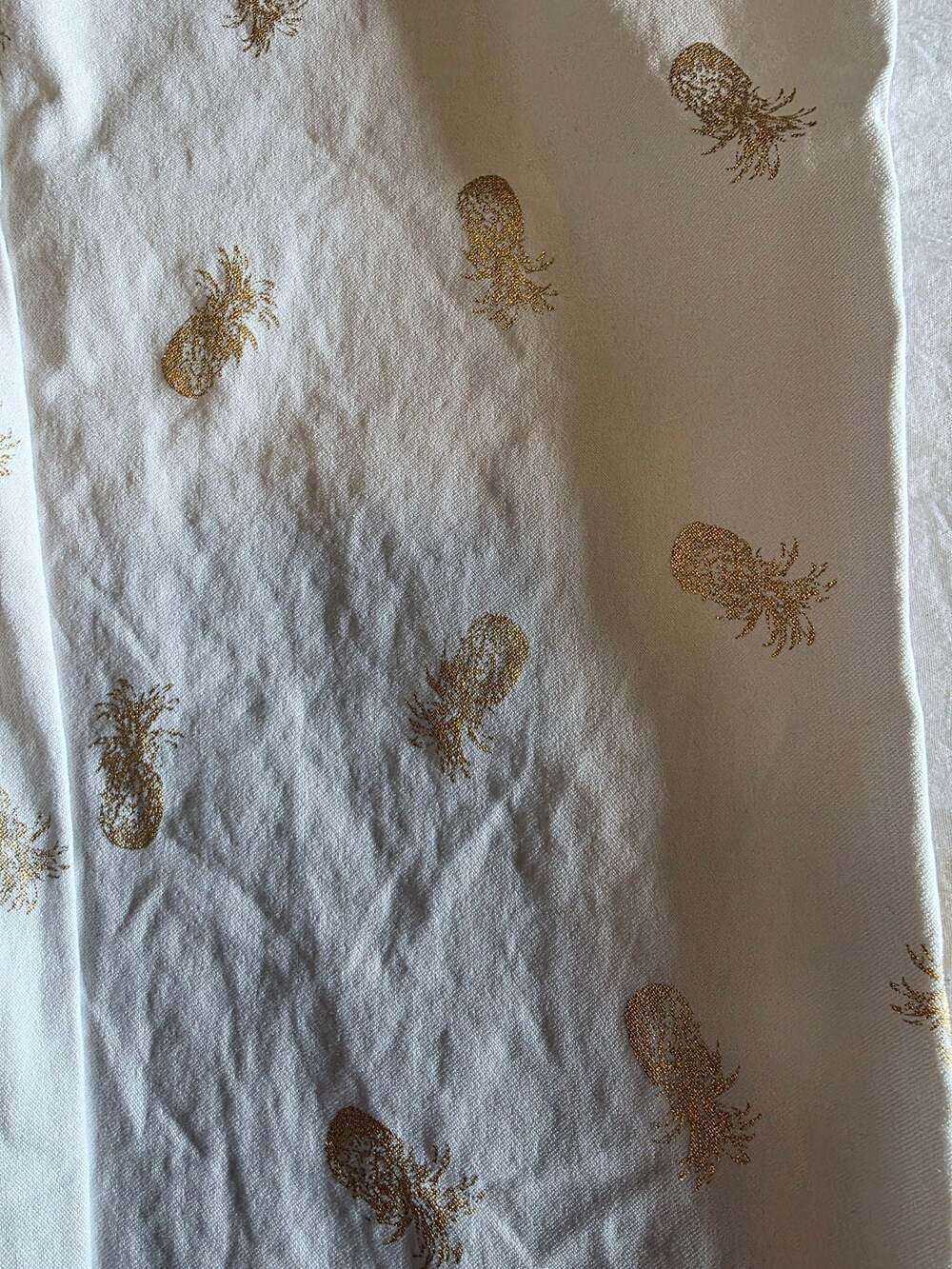 Chico's Brigette Ankle Pants in White with Gold Foil Pineapple Print - Picture 2 of 6